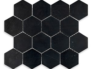 Negro Marquina Marble Hexagon 3 Polished or Honed